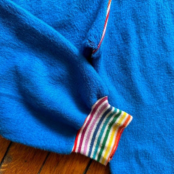 Vintage 60s/70s Talon Zipper Men Blue PRIDE Rainbow Stripe Full Pajama Onesie - Picture 4 of 8